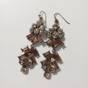 J.crew pink and tan gem crystal earrings